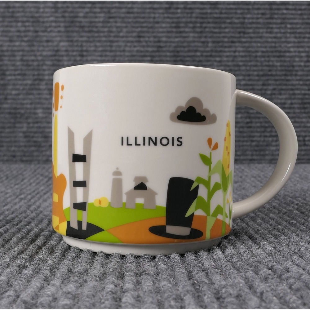 Starbucks You Are Here Collection Illinois 14oz Coffee Mug 2015 Skyline Guitar